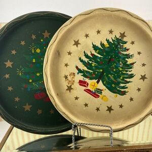 Pair of Vintage Metal Christmas Trays